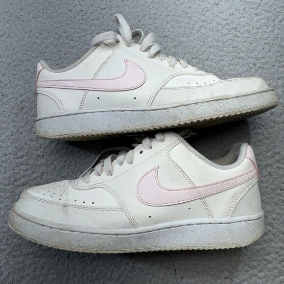 Nike Shoes Womens 10 White Pink Court Vision Low Top Leather Sneakers Streetwear - Picture 3 of 16